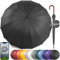 Royal Walk Groß XXL 54 inch Automatik Reise Golf Regenschirm für Damen und Herren Sturmfest Windsicher Leicht Klassisch für 2 Personen Holzgriff Wasserabweisend 16 Rippen Unisex 120cm (Schwarz)