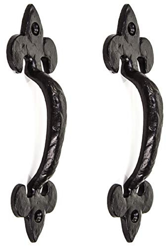 2 x svart gjutjärn 7 tum Fleur De LYS draghandtag