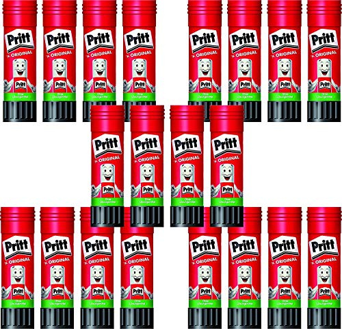 Pritt Klebestift 11 g, transparent, auswaschbar, ablösbar, ohne Lösungsmittel (20 Stück)