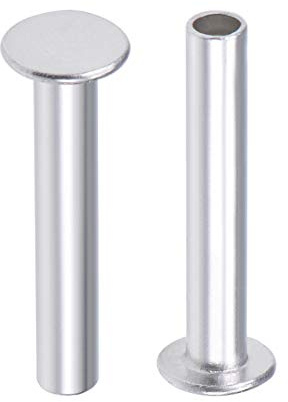 uxcell 50 Pcs 5mm x 30mm Aluminum Flat Head Semi-Tubular Rivets Silver Tone