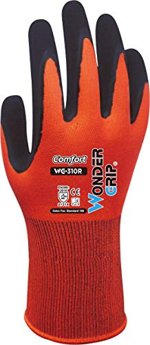 Wonder Grip WG-310R Comfort - Arbeitshandschuhe herren, doppelte Latexbeschichtung, Gartenhandschuhe, Schutzhandschuh, Anti-Rutsch, gr XXL / 11 Rot