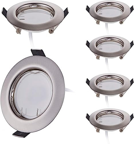 HCFEI 6x LED Einbaustrahler Set super flach 3W 230V, Edelstahl gebürstet, Dimmbar, 55mm Einbauloch, Warmweiß 3000K