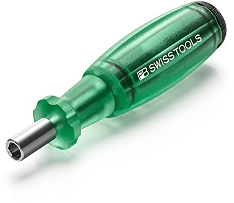 PB Swiss Tools Bit Handhalter Schraubendreher PB 6464 | 100% Swiss Made | Schraubendreher magnetisch mit Bits im Griff, inklusive Schlitz 2/3/4, PH1/PH2, T10/T15/T20 Bits, Grün