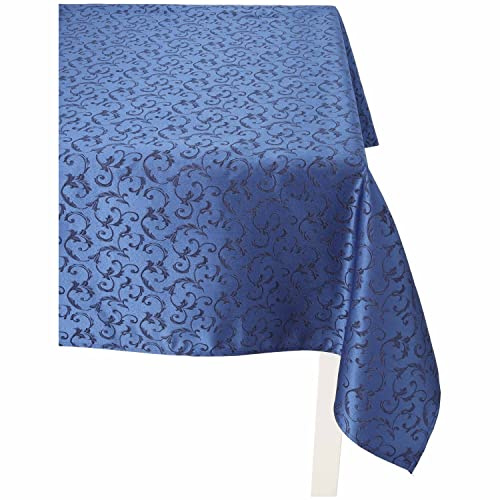 Casatessile Tovaglia antimacchia Jacquard Queen Tovaglie Decorative Copritavolo Idrorepellente Elegante Tovaglia Anti Macchia per Casa Ristorante Bar caffè - Blu, 4 posti 140X140 cm.