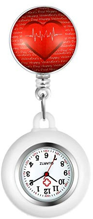 Avaner Krankenschwesteruhr Pflegeruhr Analog Quarzwerk FOB Ansteckuhr mit Pin/Clip Taschenuhr mit Silikonhülle für Arzt Doktor Medical