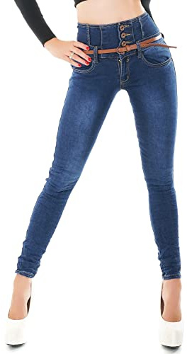 R.Jonaco Women's high Waist Jeans Skinny Slim Stretch Denim Trousers UK 8