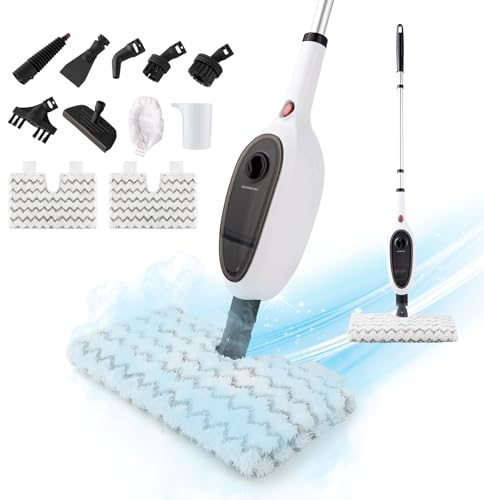 REECOO Scopa a vapore con accessori, design unico a doppia faccia, per la pulizia di pavimenti in cucina, soggiorno, pavimenti in legno
