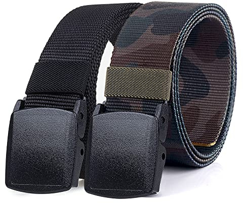 TENINE 2 Stück Taktischer Gürtel, Unisex Gürtel für Damen & Herren 3.8cm Breite Nylon Canvas Stoffgürtel Militär Web Arbeitsgürtel Verstellbarer 135cm mit Schnellverschluss YKK Schnalle