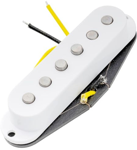Artec SSA-12R Vintage Staggered Alnico 5 Reverse Wound Tonabnehmer Single Coil Mittel Pickup 6,5K für Strat Style E-Gitarre, Weiß