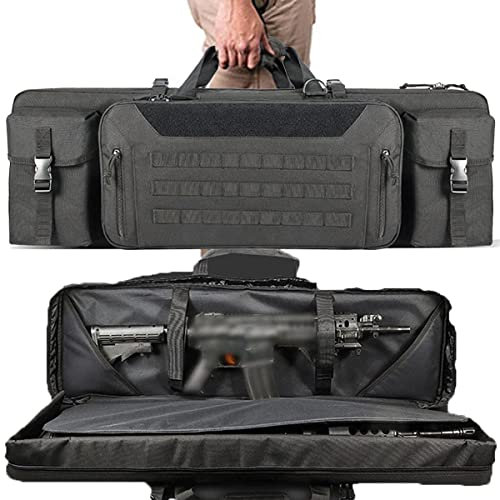 kubeier Waffentasche Gun Bag, Langwaffentasche/Futteral, 90cm/107cm Double Rifle Bag mit Pouches Compartments, Futteral Langwaffen Waffentasche Gewehrtasche, Ganz Einfach zu Tragen,Black-36in/90cm