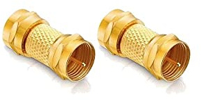 conecto F-Verbinder, F-Kupplung, F-Stecker auf, Adapter zur Verlängerung von Antennen-Kabel/Koaxial-Kabel, vergoldet, 2er Set, SA-CC50826-SET2