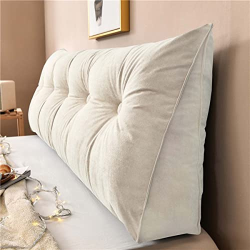 Yanman Grand coussin cale triangulaire pour tête de lit, coussin de lecture, coussin de soutien lombaire, dossier de taille, traversin de positionnement doux, 100 x 50 x 20 cm
