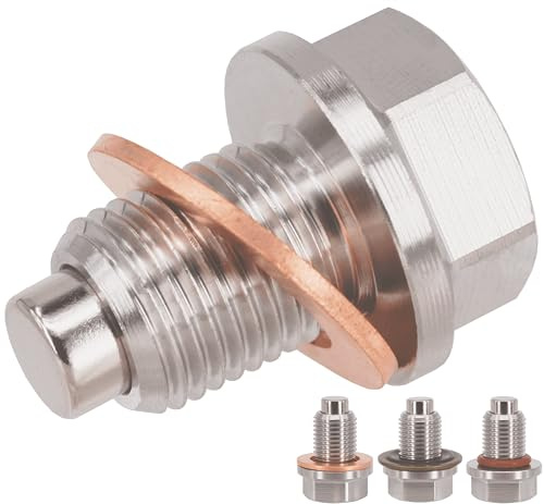 Dsnaduo 1 x 1/2 Zoll x 20 Edelstahl magnetische Motorölablassschraube passend für Buick Chevrolet Chrysler Ford Dodge GMC Selector Modelle & Harley-Davidson Getriebe/Kettengehäuse, ersetzt 60328-98B,