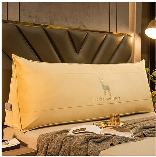 ZORZA Rückenkissen Lang Keilkissen Hohen Rückenlehne Kissen Lesekissen Nackenstützkissen Lendenkissen für Bett Kopfteil Gepolstert Sofa Couch mit Befestigungslaschen,H,King Size(79/200cm)