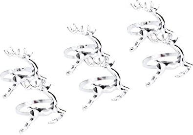 HEMOTON 6stücke Serviettenringe Hirsch Silberplattiert Tischdekoration Für Hochzeiten Und Weihnachtsfeiern Elegante Serviettenhalter Für Festliche Anlässe Und Alltag