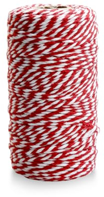 Tabanzhe 100 m rote und weiße Schnur – vielseitige Baumwollschnur für Geschenkverpackungen, Gartenarbeit, Backen, Metzger, DIY Handwerk und handgefertigte Kunst
