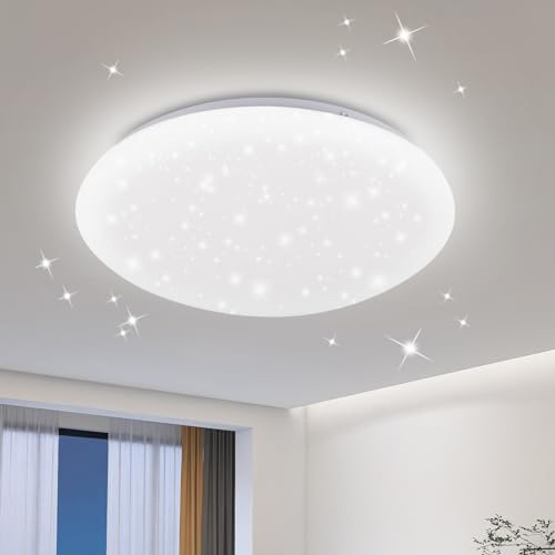 Kowanie Lámpara de techo Luz de techo LED dormitorio - Ø25cm lámpara de dormitorio cielo estrellado blanco frío 12W 6000K iluminación de techo pequeña lámpara redonda