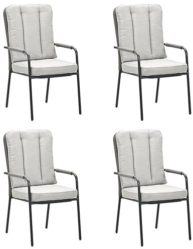 Garden Impressions 4 x Outdoor Terrassenstuhl Venice Sand, Aluminium Rope