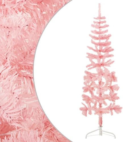 Home Outdoor OthersSlim - Medio árbol de Navidad artificial con soporte, color rosa, 150 cm