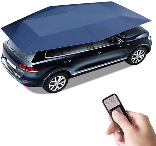 Tienda de campaña para coche, totalmente automática, cubierta de paraguas portátil, cochera móvil, toldo de protección para automóvil plegado, parasol, refugios, sombrilla para exteriores,Blue-4.5m