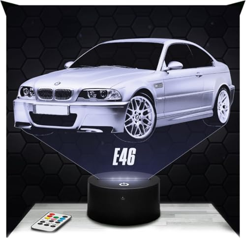 Lampephoto.fr - 3D Car Lamp E46 Decoration Miniature Collection Gift Idea for Men Car E46 Night Light for Adults Decoration Bedroom Gift Idea for Men Christmas