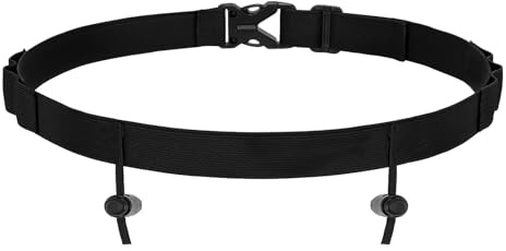 JasGood Triathlon Startnummernband Verstellbar Laufgürtel mit Nummernhalter 6 Gel-Halter Running Belt Laufgurt Bauchtasche Gürteltasche für Joggen Marathon Radfahren,Schwarz,65cm