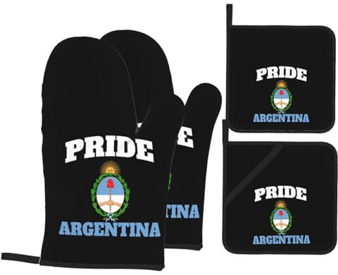 4 Pezzi Set Di Presine Da Cucina Pride Argentina Flag Argentinean Proud Argentine Guanti Per Forno Resistente Al Calore Guanti Da Forno Divertenti Guanti Da Cucina Per Cuocere, Cucina, Cucinando
