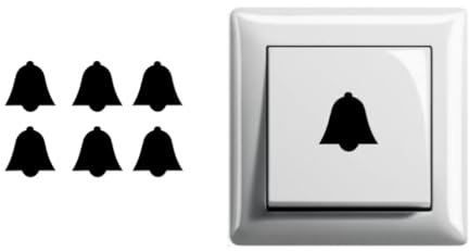 Lot de 6 autocollants en forme de cloche - Symbole - (RPMs4/1) (noir, 10 mm)