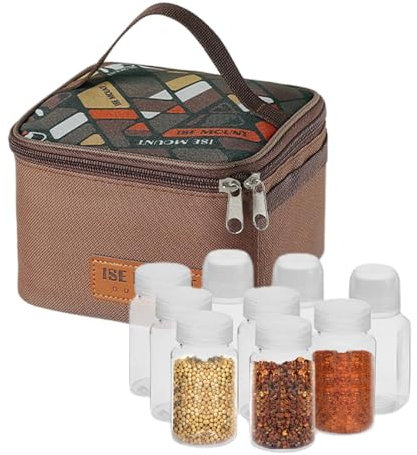 Camping Spice Shaker, Travel Spice Set, Portable Travel Spice Holder Shaker - Camping Shaker Travel Holder - Leak-proof Transparent Bottles with Large Capacity in 600D Oxford Cloth Bag for
