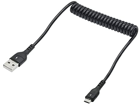 Riertostng Mikro-USB-Erweiterungs-Federkabel 1 bis 2FT, Spiral-USB-A-Stecker zu Mikro Stecker-Lade- und Datenübertragungs-Federkabel, für Smartphone, Tablet und andere Geräte mit Anschluss