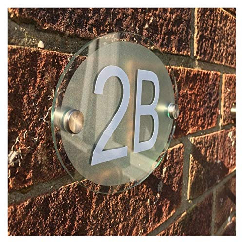 Hausnummer,Hausnummernschild Modern House Sign Nummer Hausnummer Hausnummer Outdoor Anzahl Aufkleber Tür Nummer Straße Glas-Effekt Acryl Silber-Name(D)