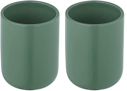 Allstar Zahnputzbecher Olinda, Zahnbürstenhalter in konischer Form, Mundspülbecher in mattiertem Finish, hergestellt aus Keramik, idealer Zahnbecher für Zahnbürste, Zahnpasta, Ø 7,6 x 10 cm, Grün