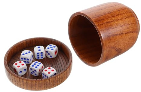 HEMOTON Holz Würfelbecher mit Deckel und Würfeln 1 Satz für Ktv Bars | Würfelzubehör für Brettspiele, Widerstandsfähige Ausführung, Geeignet für Riegel und Spielrunden