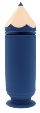 Tashce 2-in-1 Weiche Silikontasche, Federmäppchen Reißverschluss, Tischstifthalter, Bleistiftform - Kawaii, Saugnapf-Design, Einziehbar, H 20 cm, Federtasche für Schule, Schreibtisch (Dunkelblau)