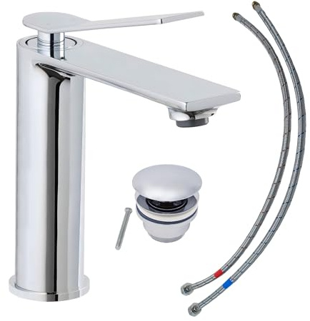SCHÖNER WOHNEN-Kollektion Waschtischarmatur VIOLA M, Chrom, Wasserhahn geeignet für wandhängende Waschbecken in Ihrem Bad