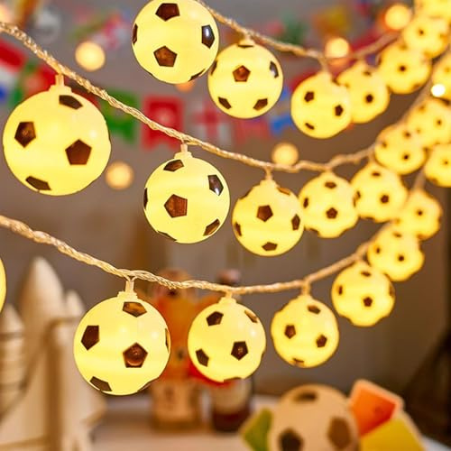 1.5M 10LED Fußball Lichterkette Batteriebetrieben - Globe Design für Kinderzimmer, Themenparty, Weihnachten, Inneneinrichtung und Party Deko