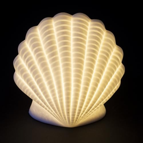 Villa d'Este Home Tivoli 1996 Dekorative LED Muschel aus Keramik 11 x 7 x 11 cm, Ocean