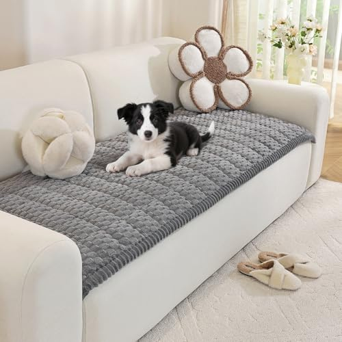 Royhom Dicke Sofa Überzug für Haustiere, Anti-Rutsch Sofabezug 2 3 4 Sitzer, Kurzflorig Grau Couch Überzug, Sofaschoner für Wohnzimmer (Sitzer, 70 x 150 cm)