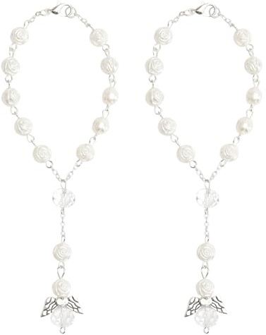 APOMOONS Lot de 2 pendentifs ange gardien, pour rétroviseur, porte-bonheur, chapelet de voiture, décoration intérieure de voiture, rétroviseur porte-bonheur, ange gardien, cadeau, bonheur, mode