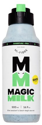 Magic Milk Innertube-Pro Hi-Fibre Tyre Sealant 500ml – High Performance – Innovative Cap for Easy Application – For MTB, Road & Gravel – Innertube – CO2 Cartridge Compatible