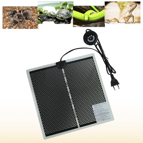 FIPASEN Manta Calefactora para Reptiles, Tapetes Térmicos Terrarios con 7 Botones de Ajuste de Temperatura para Serpientes, Lagartos, Geckos, Arañas - Almohadilla Térmica para Reptiles (14W, 28x28CM)