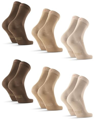 DANISH ENDURANCE Bamboo Socks, Breathable Anti Sweat Socks, for Men & Women, Unisex, 6 Pack, Multicolour (2xSand, 2xBeige, 2xBrown), 6-8