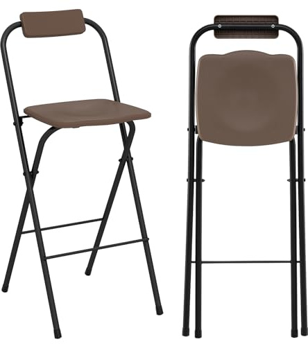 COSTWAY Barhocker Outdoor 2er Set, klappbare Barstühle mit Rückenlehne und Fußstütze, Tresenhocker bis zu 150 kg belastbar, Sitzhöhe 70 cm, Gartenstühle für Balkon, Garten, Terrasse (Braun)