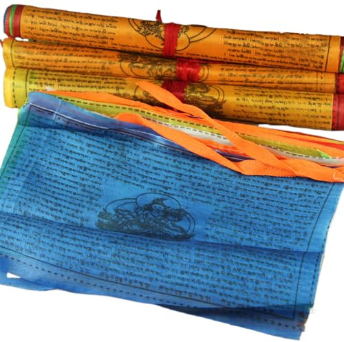 Hemousy Drapeaux de Prière du Bouddhisme | 20 Pièces Décoration Bannière | Drapeaux d'Art Tibétain 25x15 cm pour Paix Méditation Cour Intérieure et Extérieure