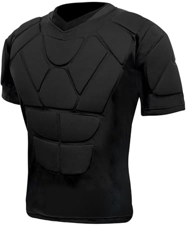 Camiseta de compresión acolchada con protección de hombros para hombre, parte superior de protección para el pecho, fútbol, Paintball, Béisbol, 2-negro., M