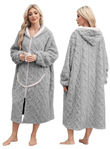FEELJAM Decke mit Ärmeln und Kapuze, Kuscheldecke Hoodiedecken mit Reißverschluss und Taschen