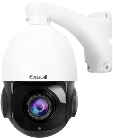 JideTech 200X Hybrid Zoom 4K 8MP Outdoor PTZ IP PoE Security Camera, Auto Tracking Dome Surveillance Camera, Human/Vehicle Detection, 492ft IR Night Vision, Two-way Talk, IP66,RTMP,Blue Iris for Onvif