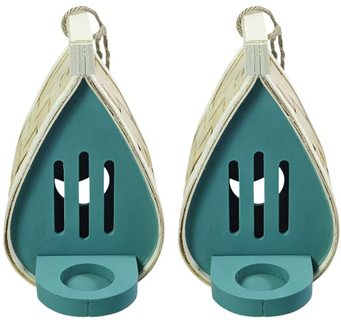 yeeplant Decoraciones colgantes de mariposa, 2 piezas de madera para el exterior para casas, diseño elegante en forma de lágrima, comederos incluidos, jardín perfecto para y patio
