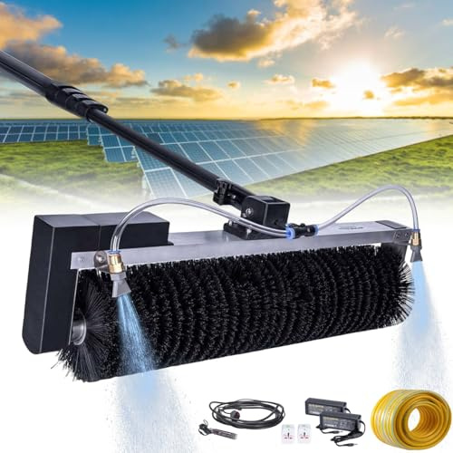 Himopuer Solar-Reinigungsbürste mit Rollenfunktion und automatischer Wassersprühfunktion, 3,5–7,5 m Teleskopstiel für Photovoltaikanlagen und Fenster, rotierende Reinigungsbürste(5.5m/18ft)