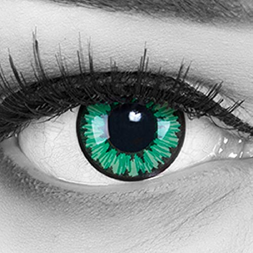Funnylens 1 Paar farbige Crazy Fun Green Flower Jahres Kontaktlinsen. perfekt zu Halloween, Karneval, Fasching oder Fasnacht mit gratis Kontaktlinsenbehälter ohne Stärke!